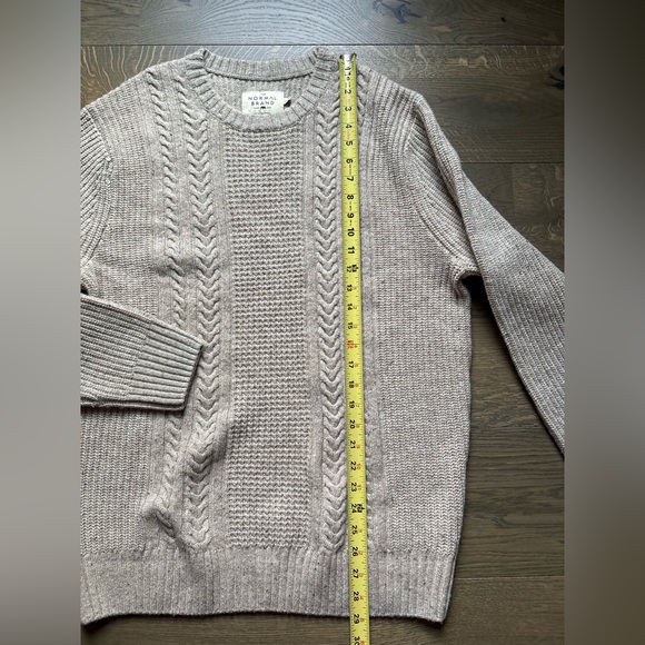 The Normal Brand Kennedy Spec Crewneck Wool Sweater In Stone Size L - Picture 8 of 13